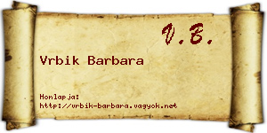 Vrbik Barbara névjegykártya